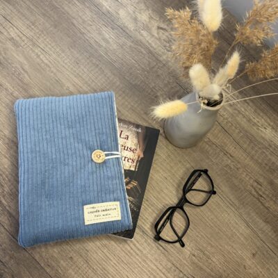 Pochette à livre Velours Bleu format poche