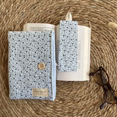 coffret livre marque page liberty bleu