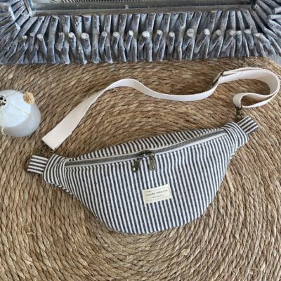 Sac banane Rayrures ecru noir S