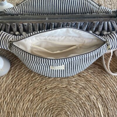 Sac banane Rayrures ecru noir S ouvert