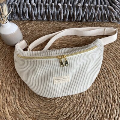 Sac banane Velours Ecru