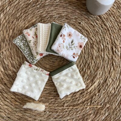 lot 5 lingettes 2 mini gants Nature Fleurie