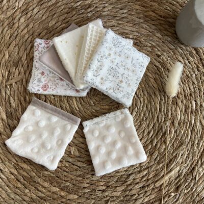 lot 5 lingettes 2 mini gants nuances naturelles