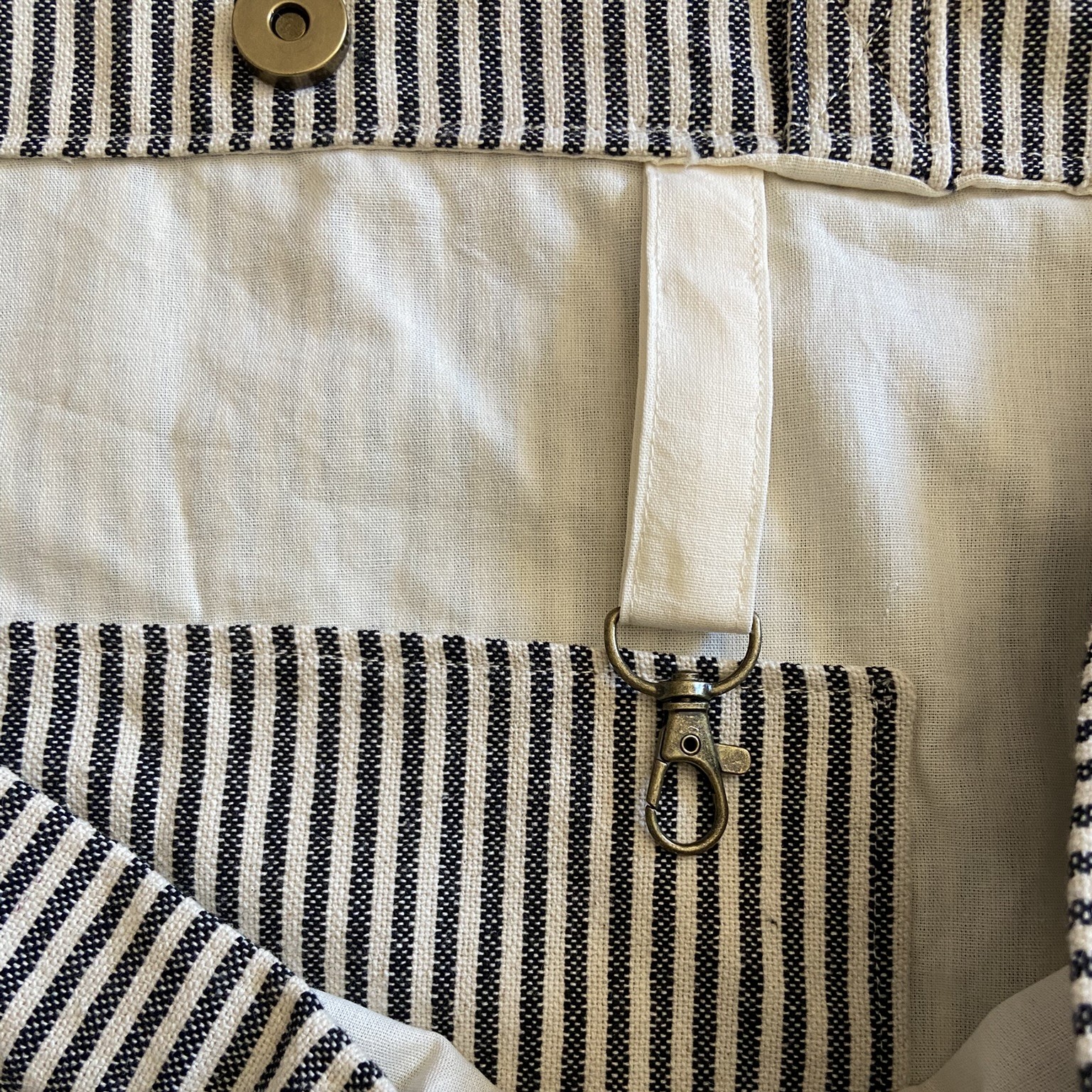 sac cabas fourre tout rayures marine et ecru attache cle