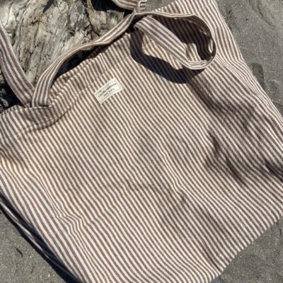 sac cabas fourre tout rayures peanuts et ecru plat